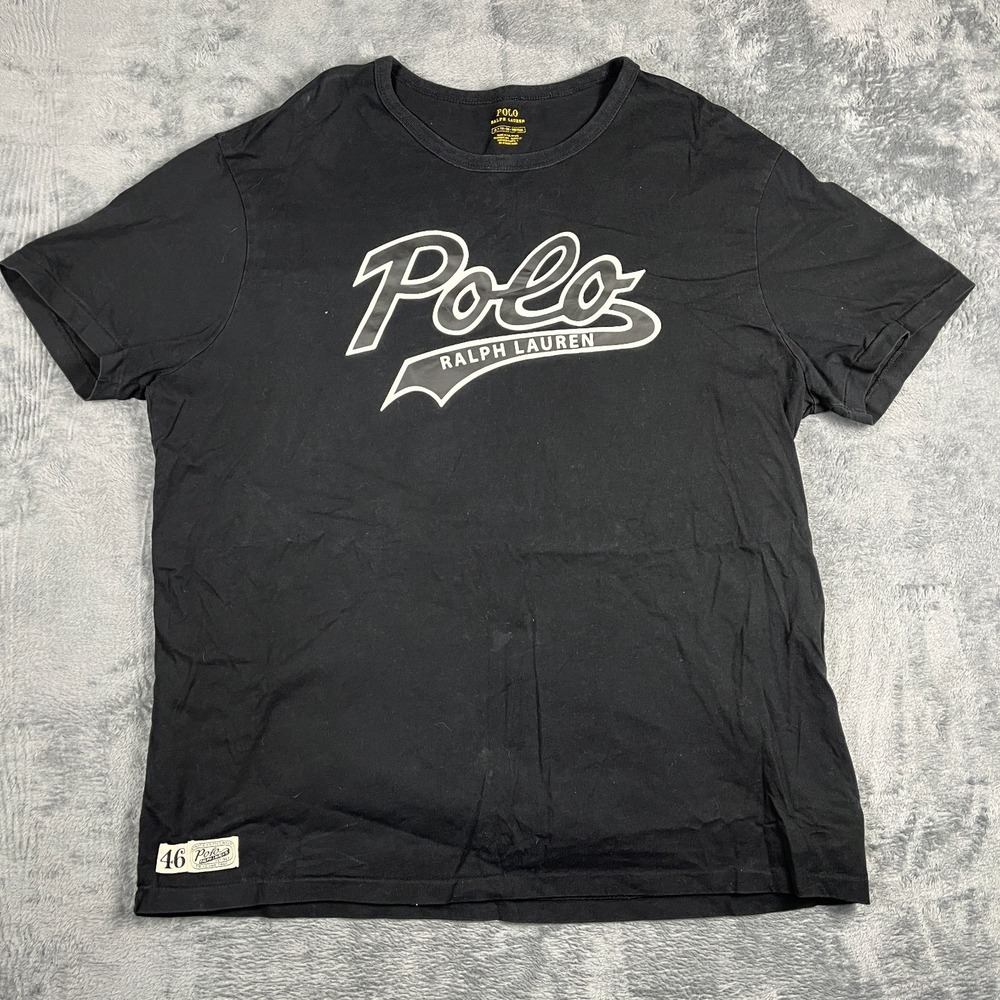 Polo Ralph Lauren T Shirt Mens XL Black Cotton Logo Crew Neck Short Sleeve